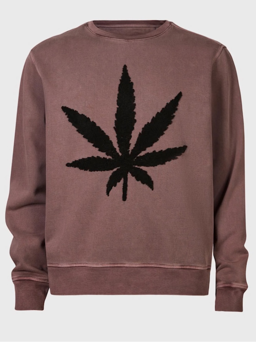 John Varvatos Weed Leaf Cotton Blend Crewneck Terra Brown Sweatshirt